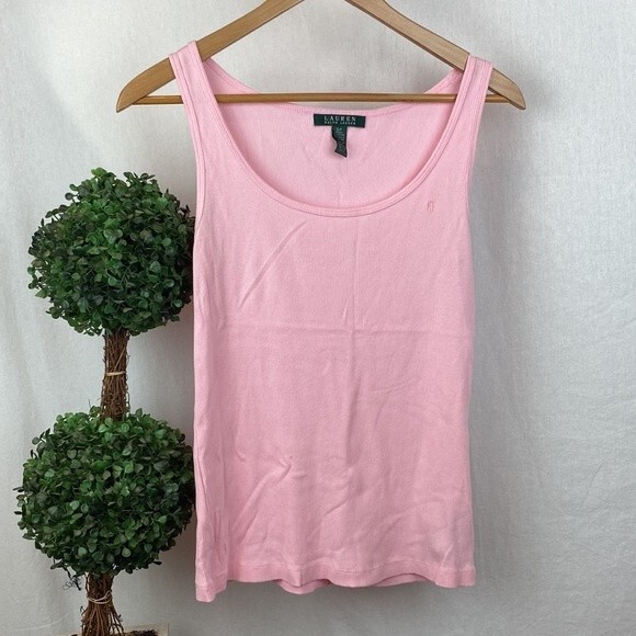 Ralph Lauren Pink Ribbed Cotton Tank Top S - Picture 2 of 5